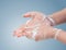 Woman is cleaning and washing her hands. Hygiene concept.