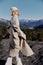 woman Cliffs mountains fashion posing nature fresh air relaxation