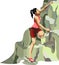 Woman Climb Mountain Hillside Sport Vector