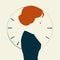 Woman with clock ticking. Deadline, anxiety, countdown.