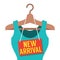 Woman Clothes On Hanger With New Arrival Tag