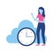 Woman cloud storage clock