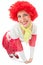 Woman clown with red hair