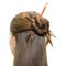 Woman coiffure with asian sticks