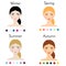 Woman color types appearance. Beauty infographics with pretty female faces