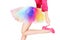 Woman in colorful ballerina skirt