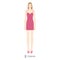 Woman column body shape character in dress. Female Vector illustration silhouette 9 nine head size lady figure front