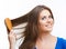 Woman comb long hair