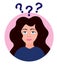 Woman confused. Mental health priority. Girl with mental problems. Worried, hyperactivity concept. ADHD. Flat vector illustration.