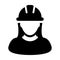 Woman Construction Worker Icon - Vector Person Profile Avatar illustration