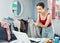 Woman consults with someone on the Internet what clothes to choose