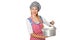 The woman cook isolated on the white background