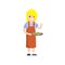 Woman cook in a Red apron. Cartoon flat illustration