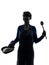 Woman cooking cake pastry silhouette