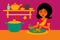 A woman cooking dinner. Culinary Symphony. A Woman\\\'s Artistry in Cooking Dinner. Copy space. Generative AI