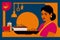 A woman cooking dinner. Culinary Symphony. A Woman\\\'s Artistry in Cooking Dinner. Copy space. Generative AI