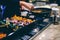 Woman cooking in luxurious kitchen