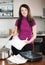 Woman cooking with shop-bought dough