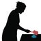 A woman cooking turkish coffee,  people body part silhouette vector