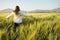 Woman in a cornfield