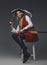 Woman corsair sailor sitting on chair inside studio