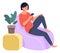 Woman on couch using smartphone. Home rest. Leisure lifestyle