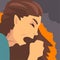 Woman Coughing Because Suffering from Fine Dust, Industrial Smog, Industry Air Pollution, Vector Illustration