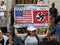 Woman Counter Protester With Sign