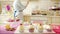 Woman counting boxes in the kitchen