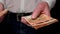 woman counting fifty euro banknotes