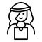 Woman courier delivery icon, outline style