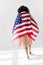 Woman cowered with american flag