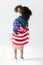 Woman cowered with american flag