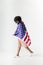 Woman cowered with american flag