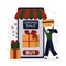 Woman with credit card paying for purchase. Cute girl shopping to Christmas in mobile app. Happy person buying presents