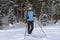 Woman cross country skiing