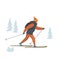 Woman cross country skiing isolated vector illustration