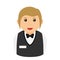 Woman Croupier Avatar Flat Icon on White