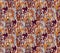 Woman crowd big group color seamless pattern.