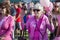 Woman in Crowd Prior to Breast Cancer Walk