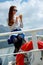 Woman on cruise liner or ferry