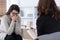 Woman crying during psychotherapy at professional clinic