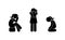 Woman crying and suffering, stick figure icon, stickman illustration