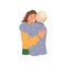 Woman cuddling grandmother or grandfather vector