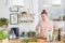 Woman cutting vegetables