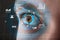 woman with cyber technology eye panel concept