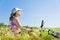 woman cycling countryside