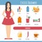 Woman and cystitis infographics