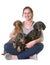 Woman and dachshunds