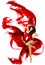 Woman Dancing Red Dress, Fashion Model Dance Flying Waving Fabric